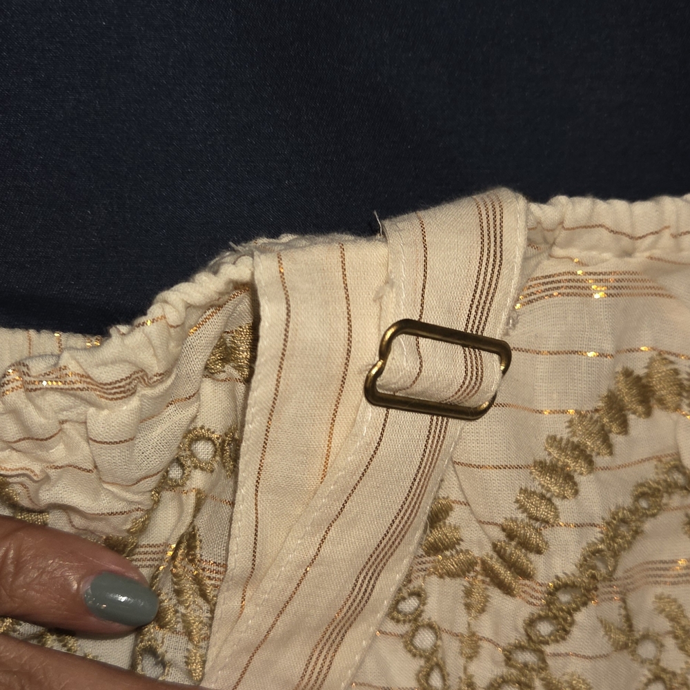 Elegant Cream and Gold Dress Sundress, Boho, Western Sz - Picture 4 of 5